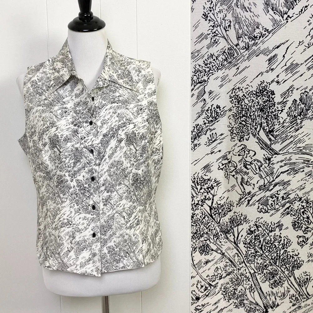 Vintage Black and White Button Down Shirt